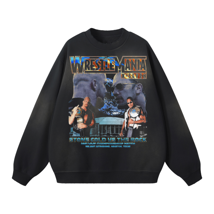 Streetwear Unisex Monkey Washed Dyed Fleece Pullover